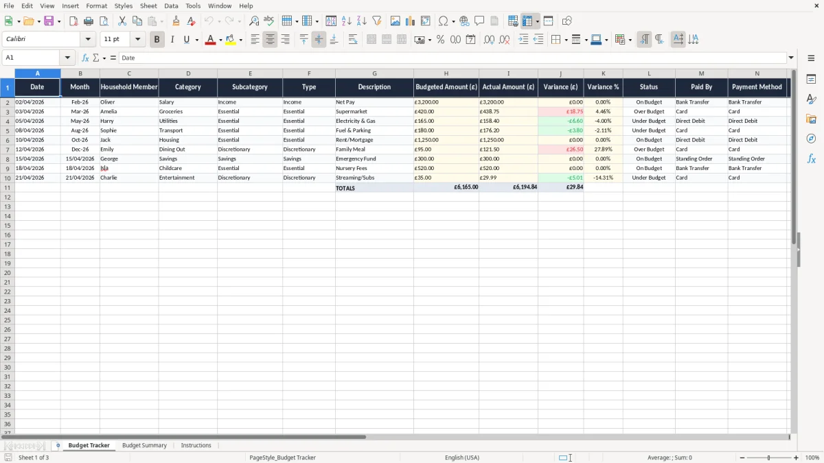 Household Budget Excel Template - Free Template (2026)