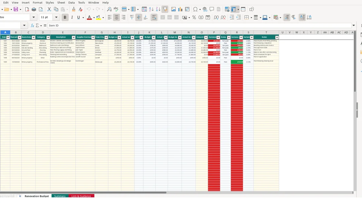 Home Renovation Budget Excel - Free Template (2026)
